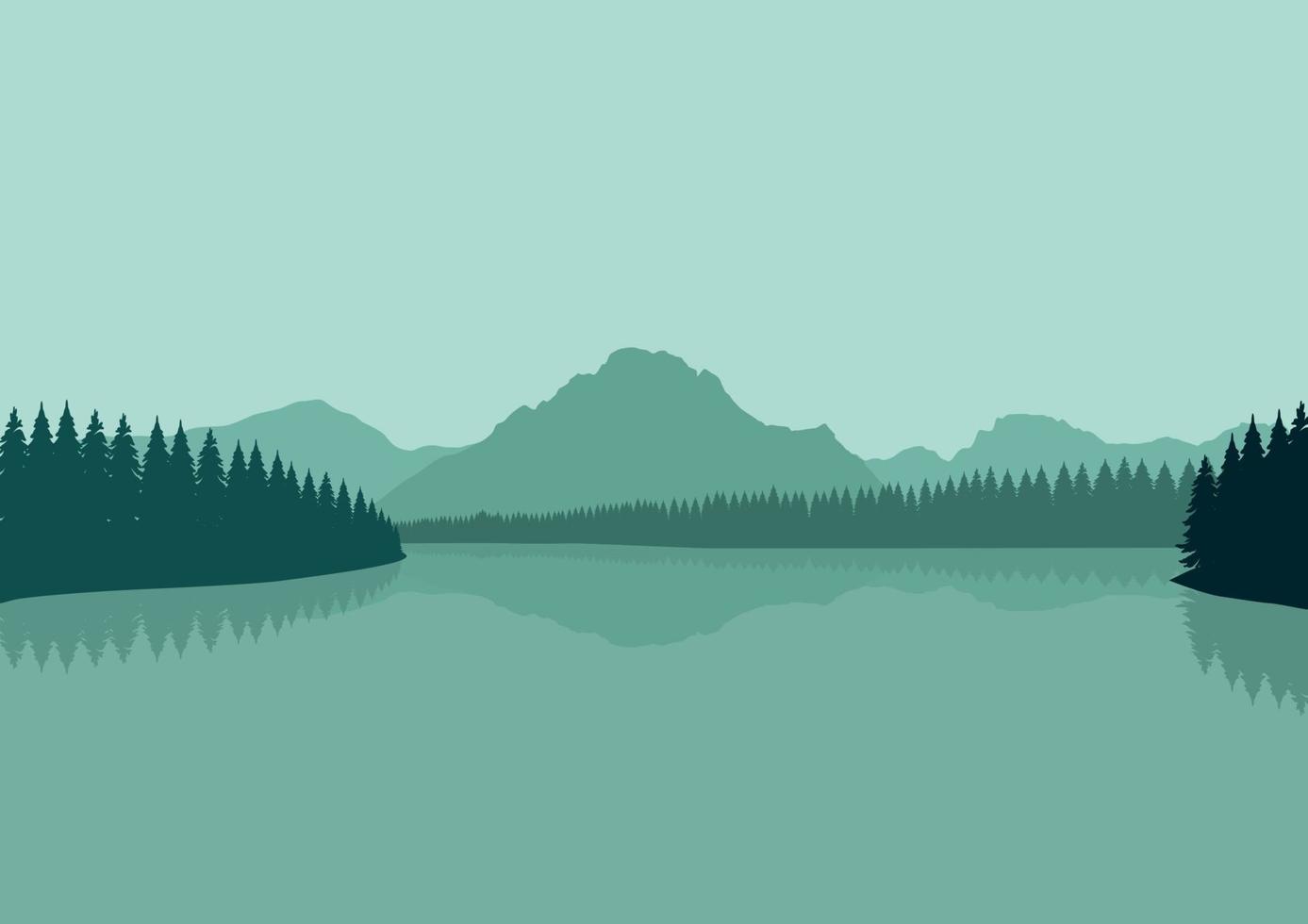 lago y colina paisaje vector en naturaleza