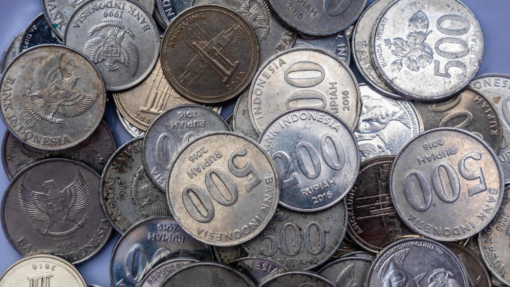 pile of rupiah coins as background photo