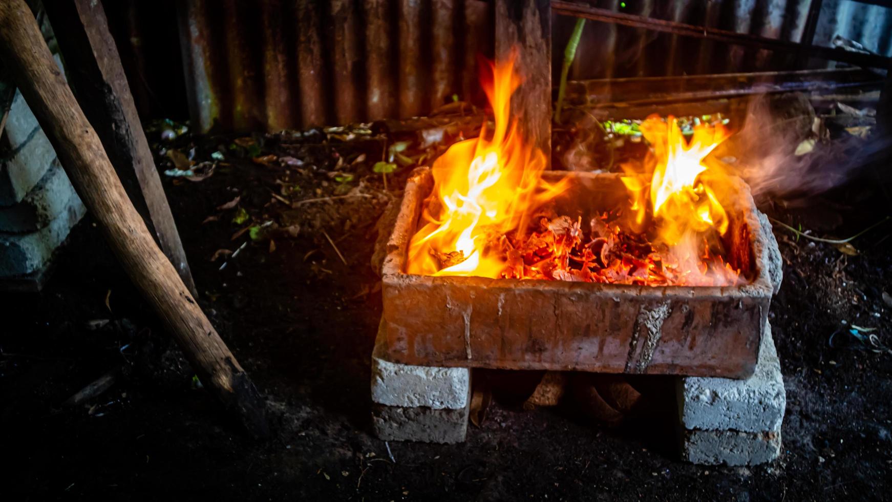 fire burning in the furnace photo