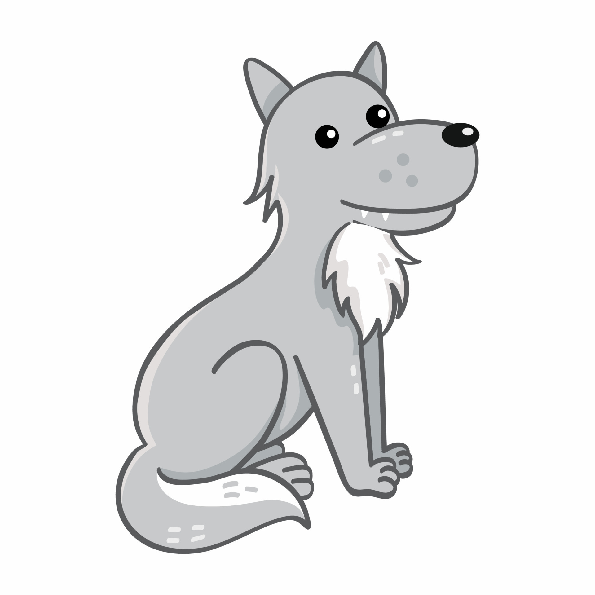 Cute wolf on white background. Vector illustration in cartoon style ...