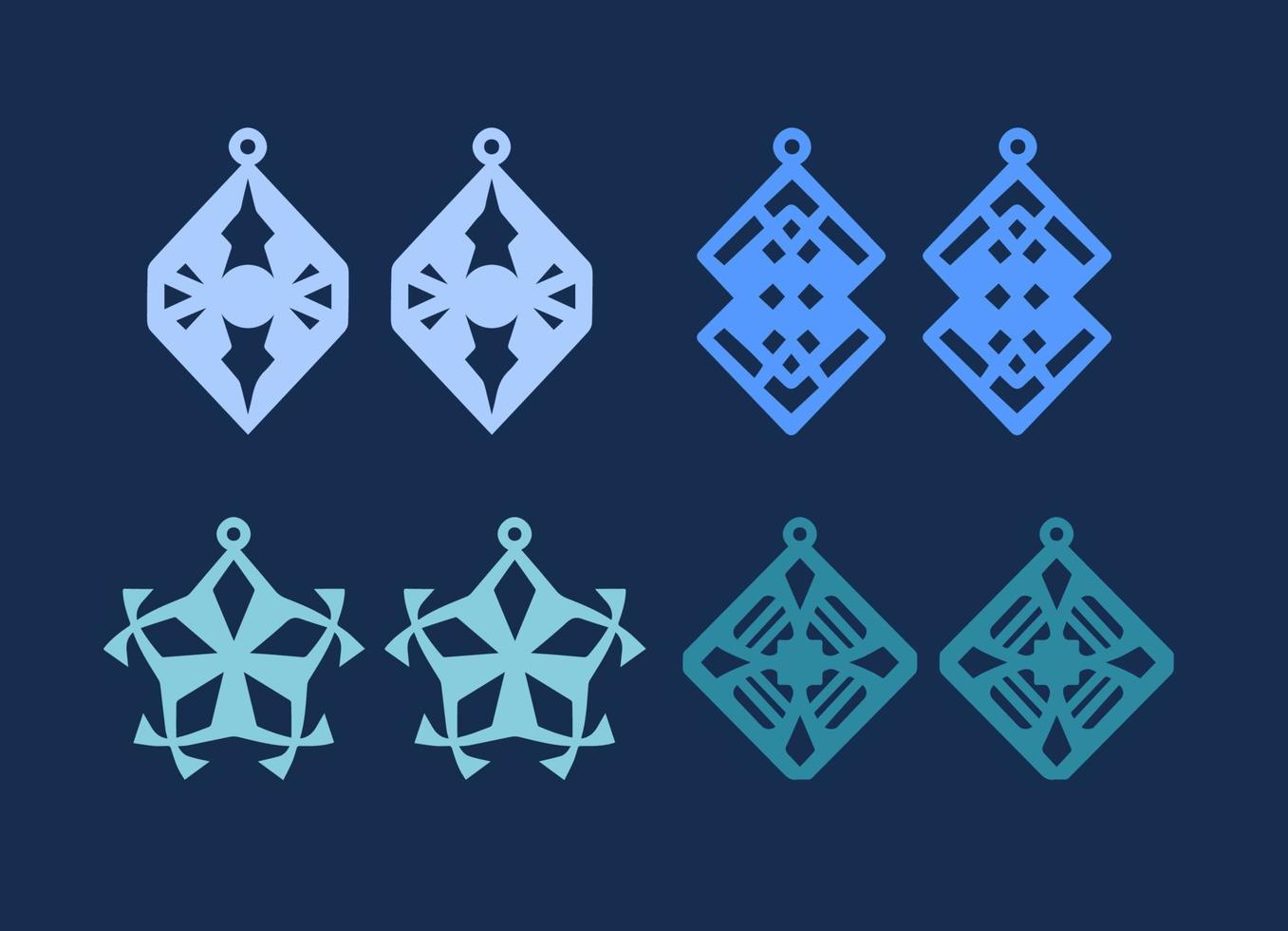 A collection of Earrings templates with geometric shapes. Isolated stencils pattern suitable for handmade work, laser cutting and printing. Jewelry Template. vector