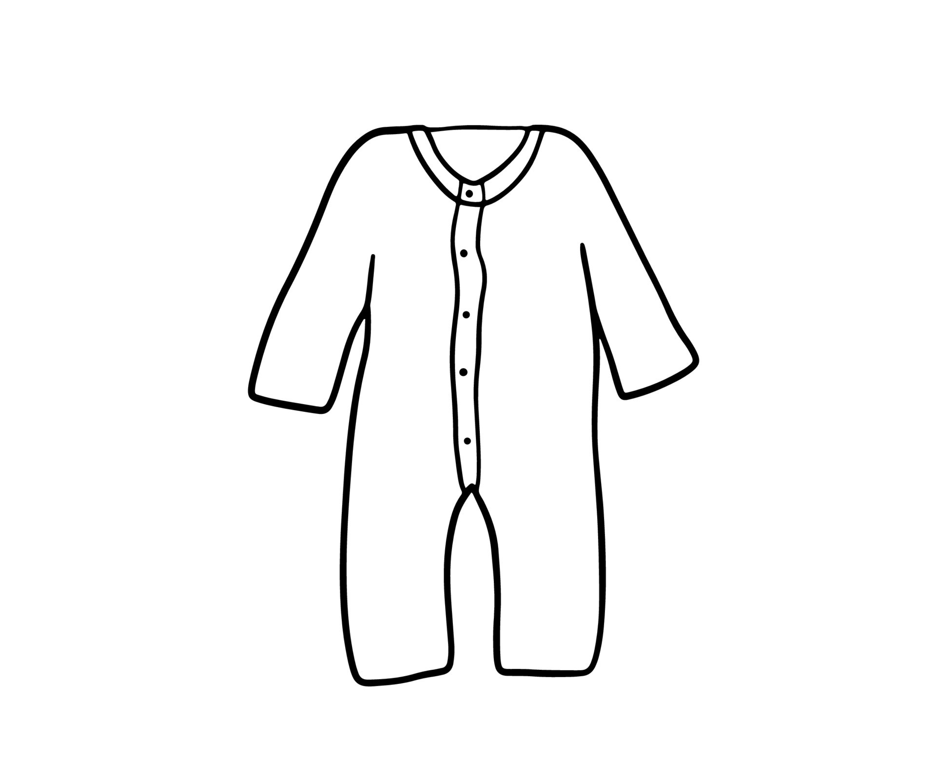 Infant cute bodysuit doodle. Outline sketch Baby clothes isolated on ...