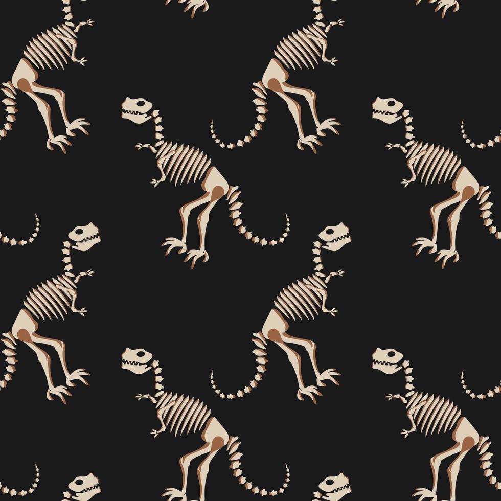 Seamless Dino pattern, print for T-shirts, textiles, wrapping paper, and web. Original design with t-rex, dinosaur skeleton. grunge design for boys vector