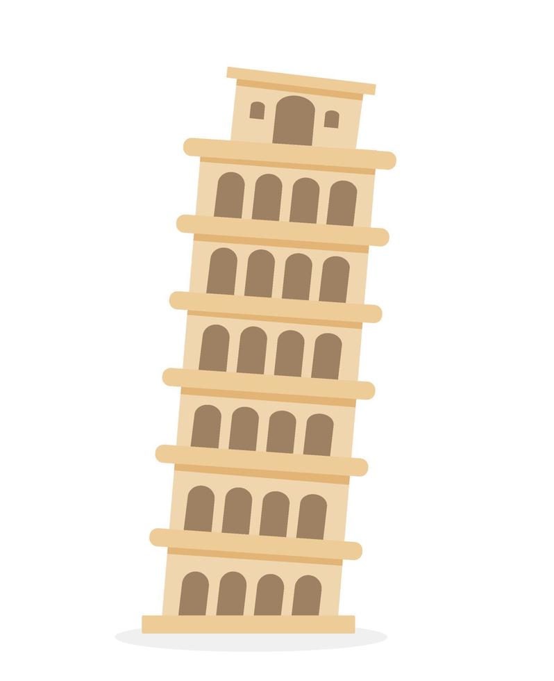 propensión torre de pisa famoso punto de referencia vector