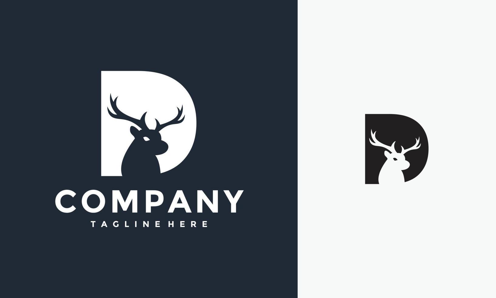 initials D deer logo vector