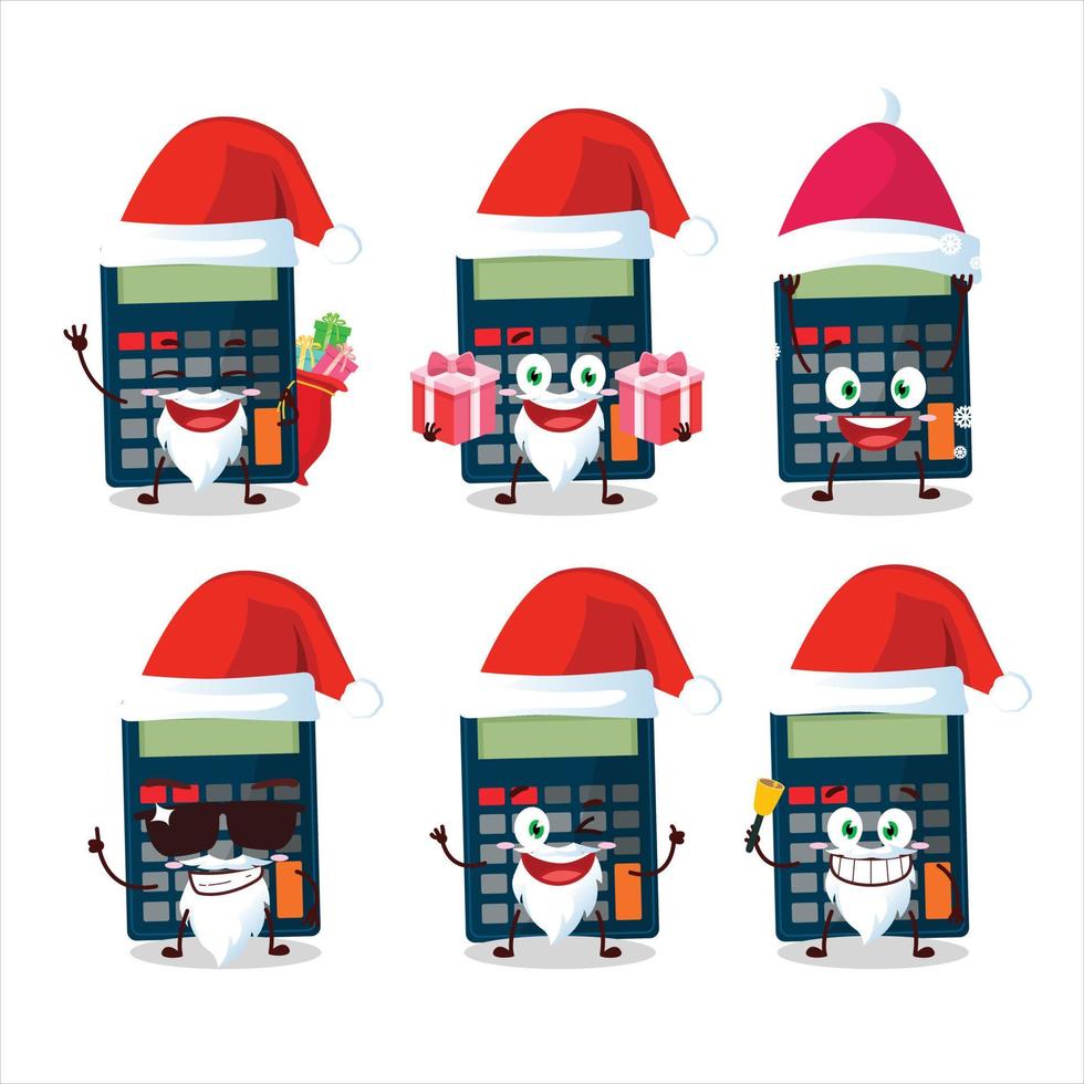 Papa Noel claus emoticones con calculadora dibujos animados personaje vector