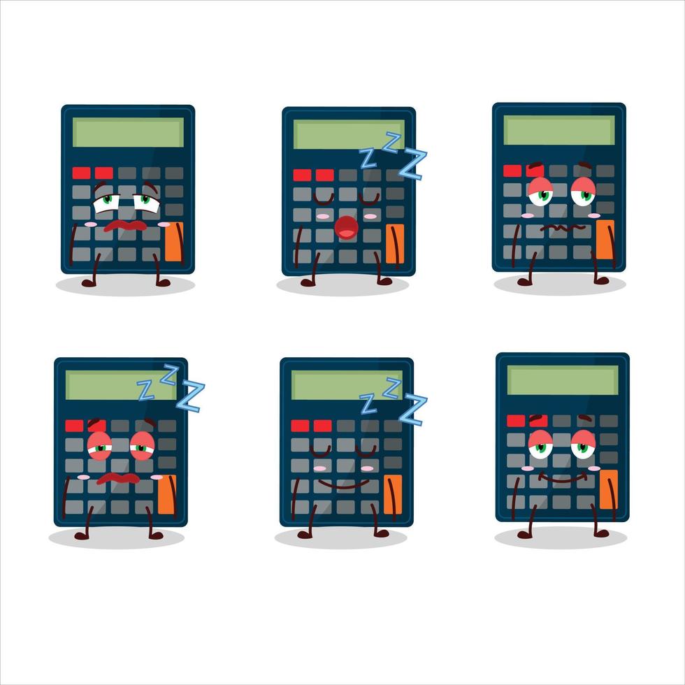 Cartoon character of calculator with sleepy expression vector