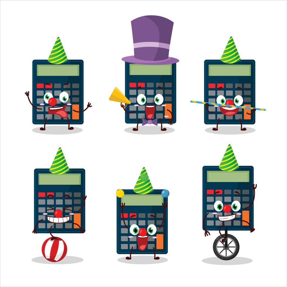 Cartoon character of calculator with various circus shows vector