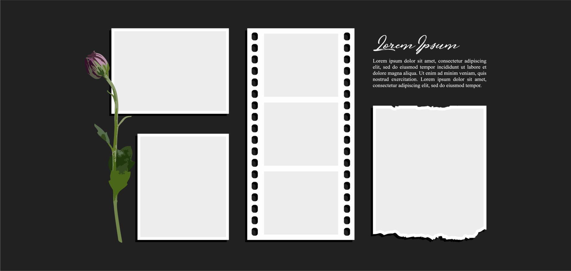 Pictures or photos frame collage. comics page grid layout abstract photo frames and digital photo wall template vector