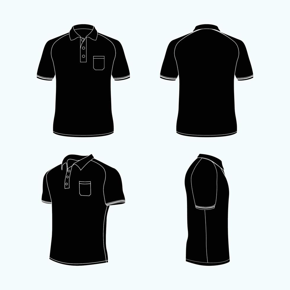 Outline Black Polo Shirt Mock up Template vector