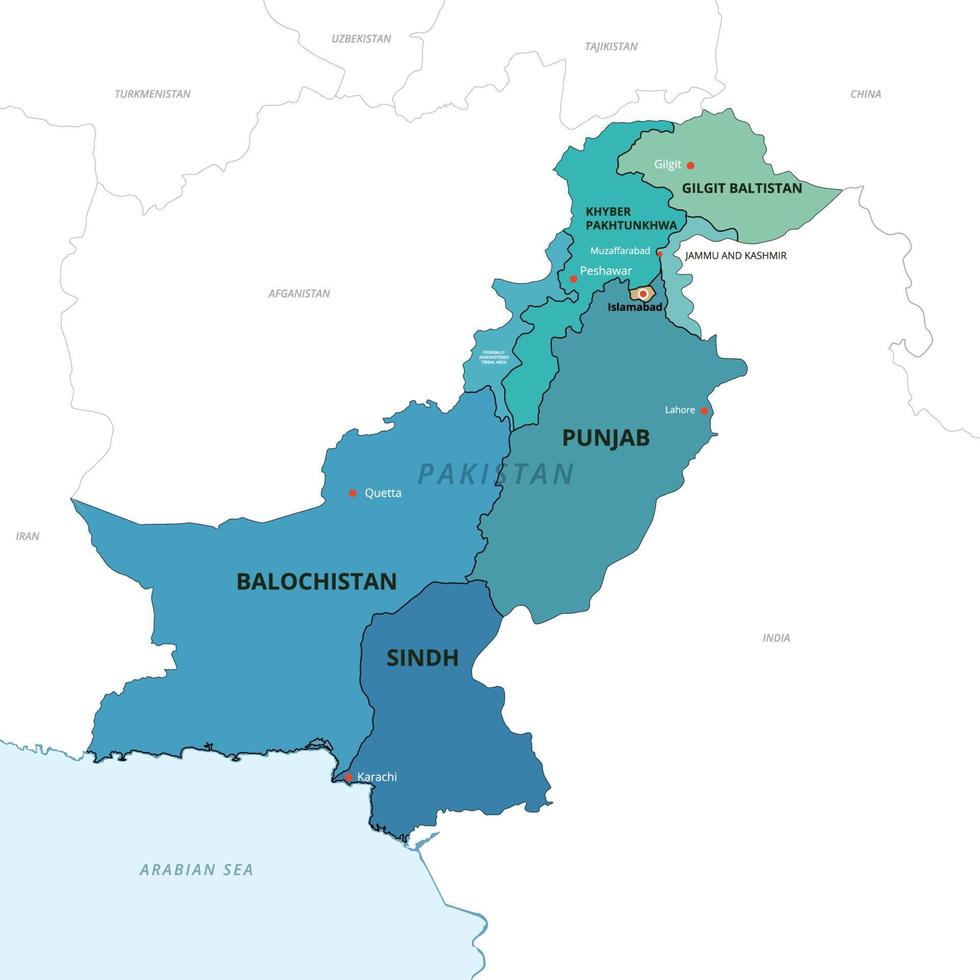 Pakistan Detailed Country Map Design Concept vector