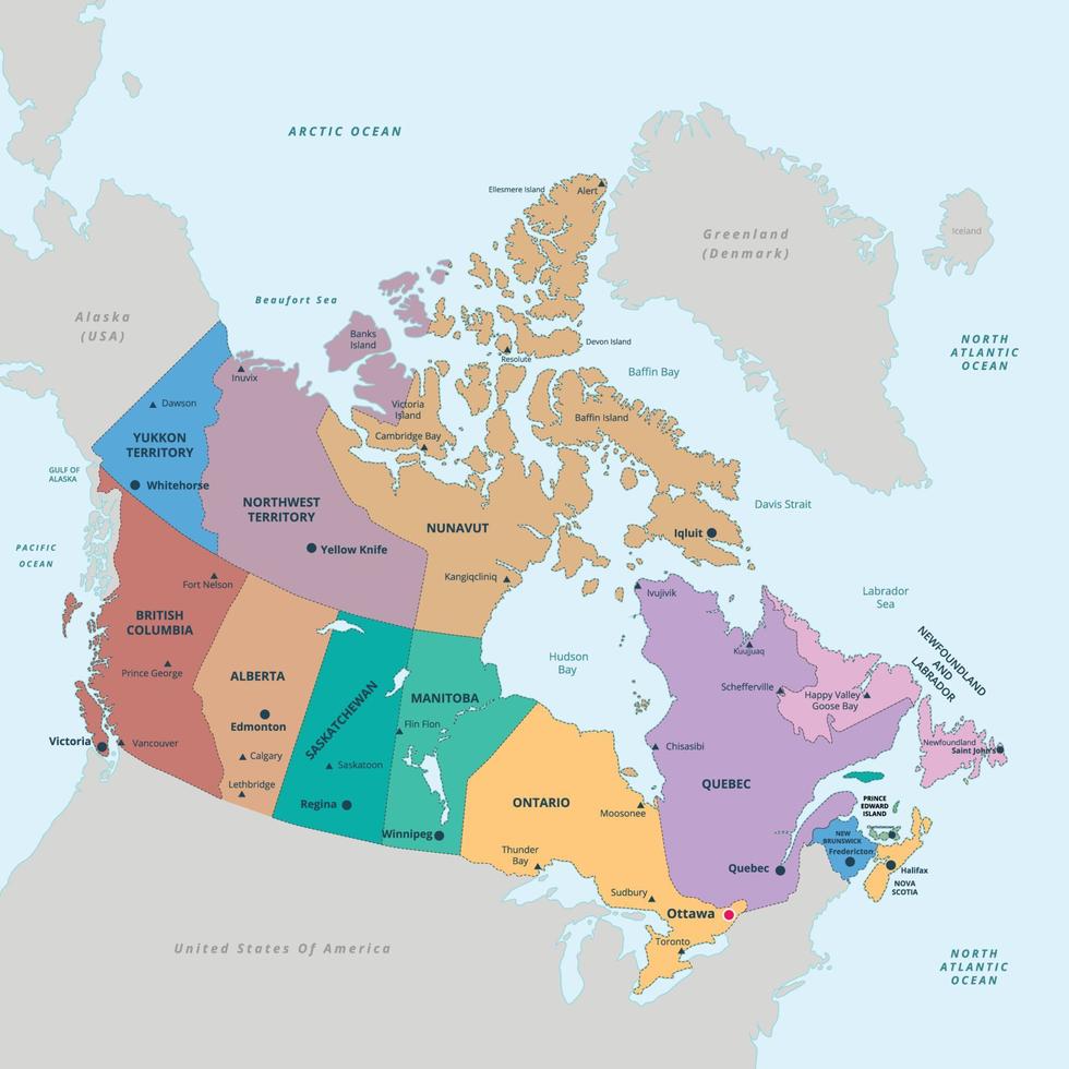 Canada Detailed Country Map Design Concept vector