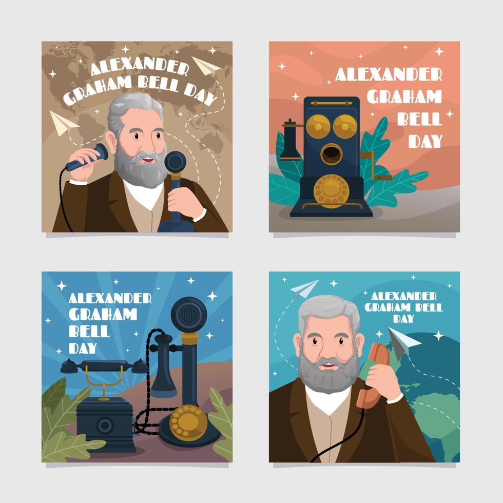 Alexander Graham Bell Day Social Media Post vector