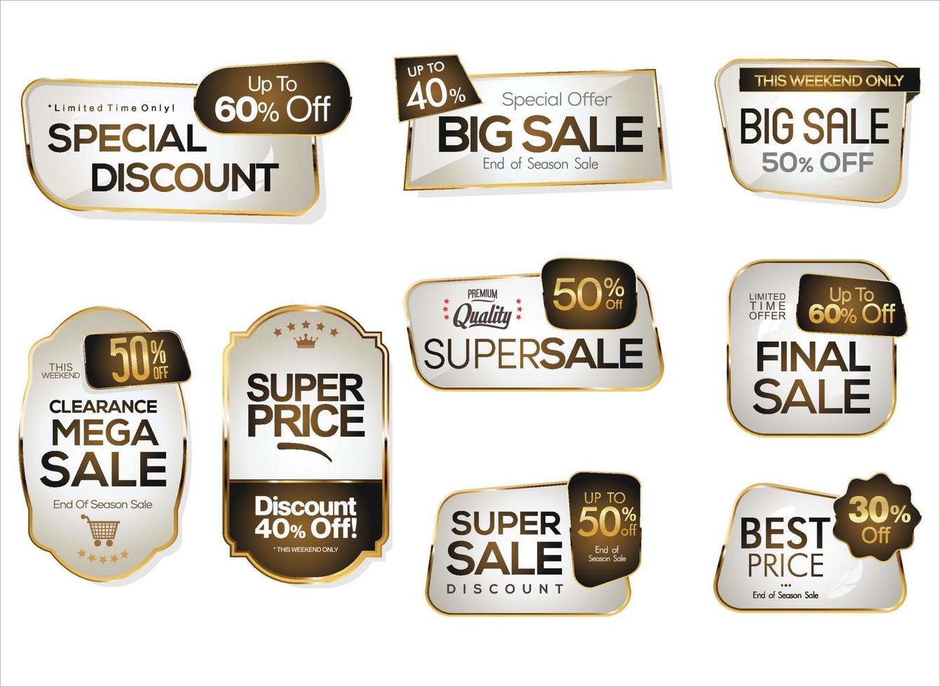 Super sale golden retro badges and labels collection vector