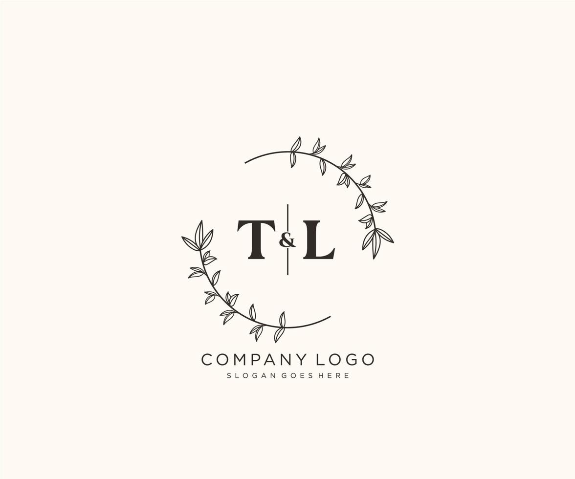 initial TL letters Beautiful floral feminine editable premade monoline logo suitable for spa salon skin hair beauty boutique and cosmetic company. vector