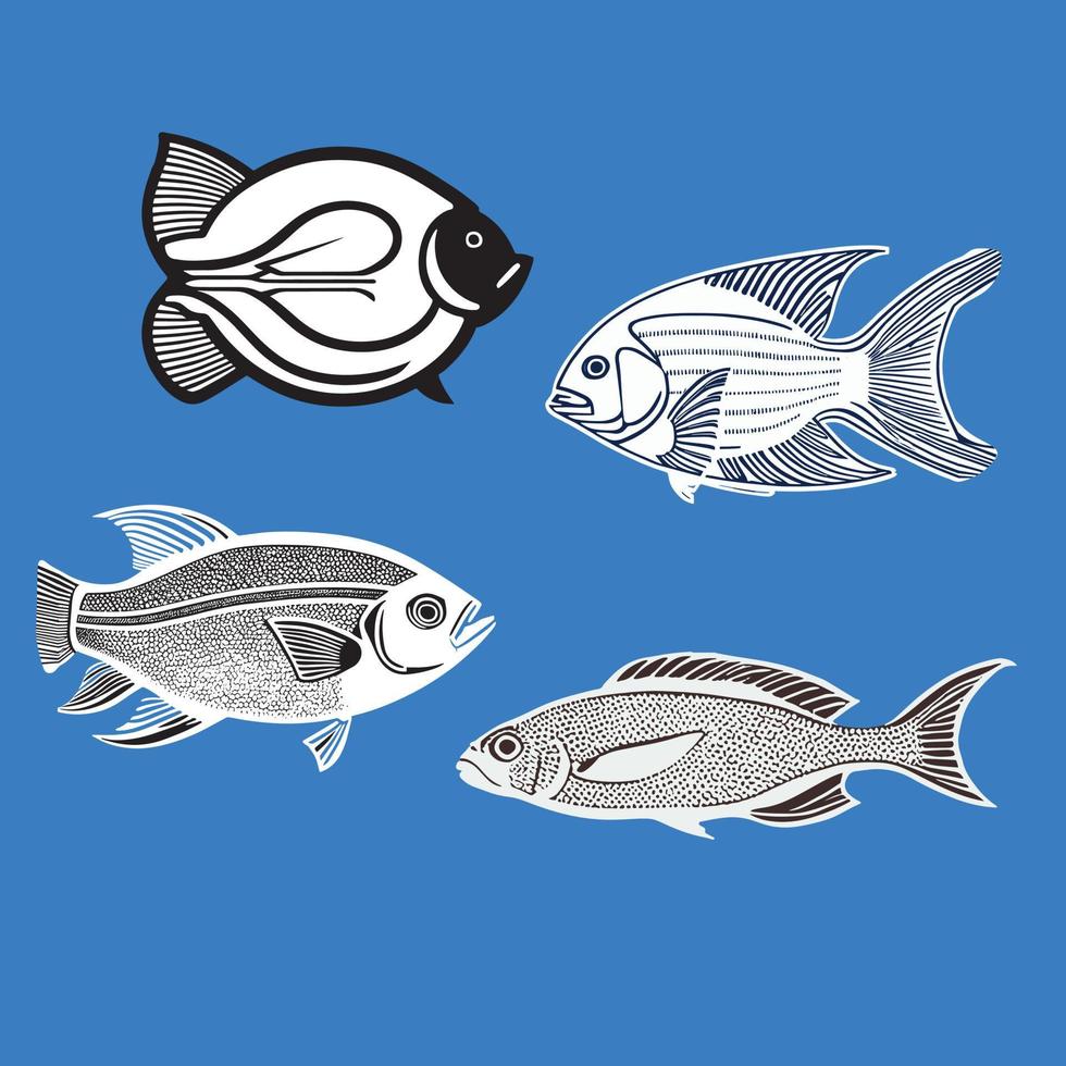 Beautiful  Fish Line Art Vector