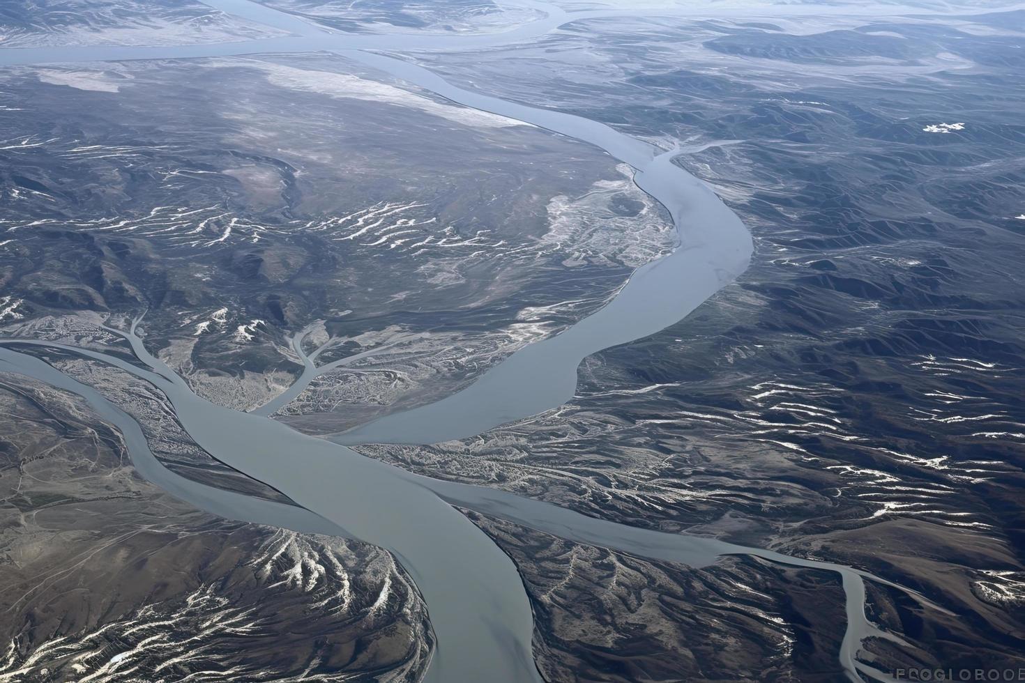 View from space on the delta of Yukon river photo