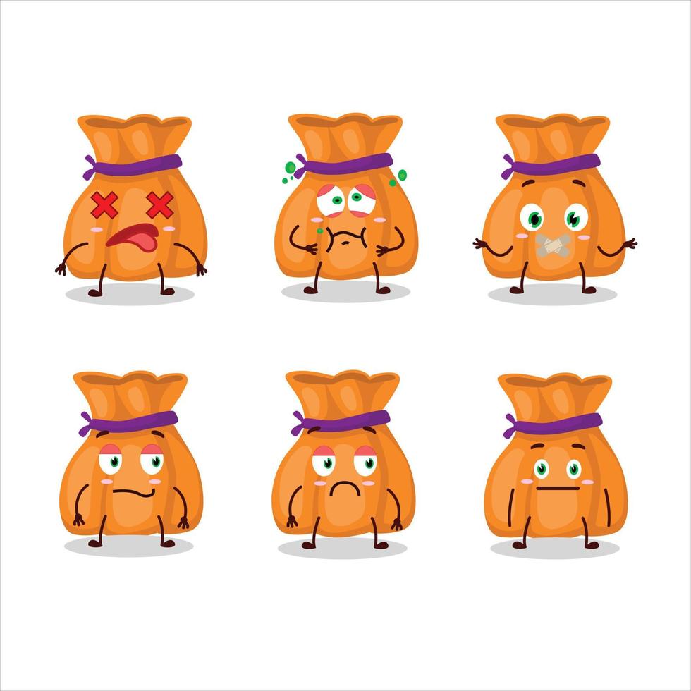 Orange candy sack cartoon character with nope expression vector