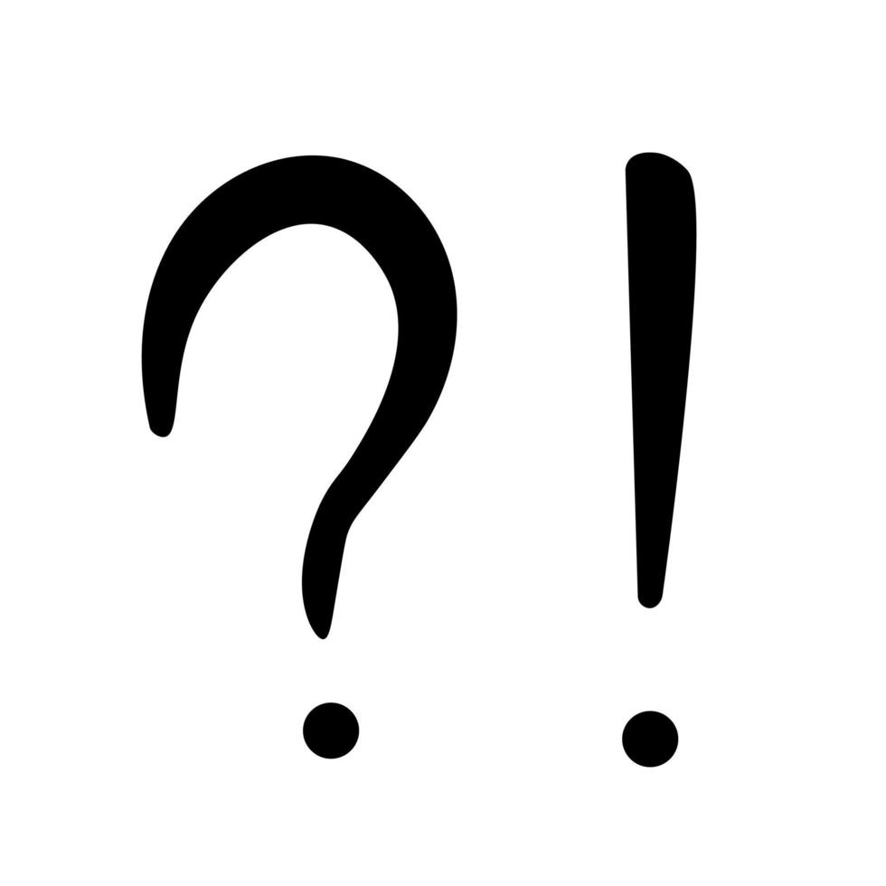 Question mark and exclamation sign doodle vector