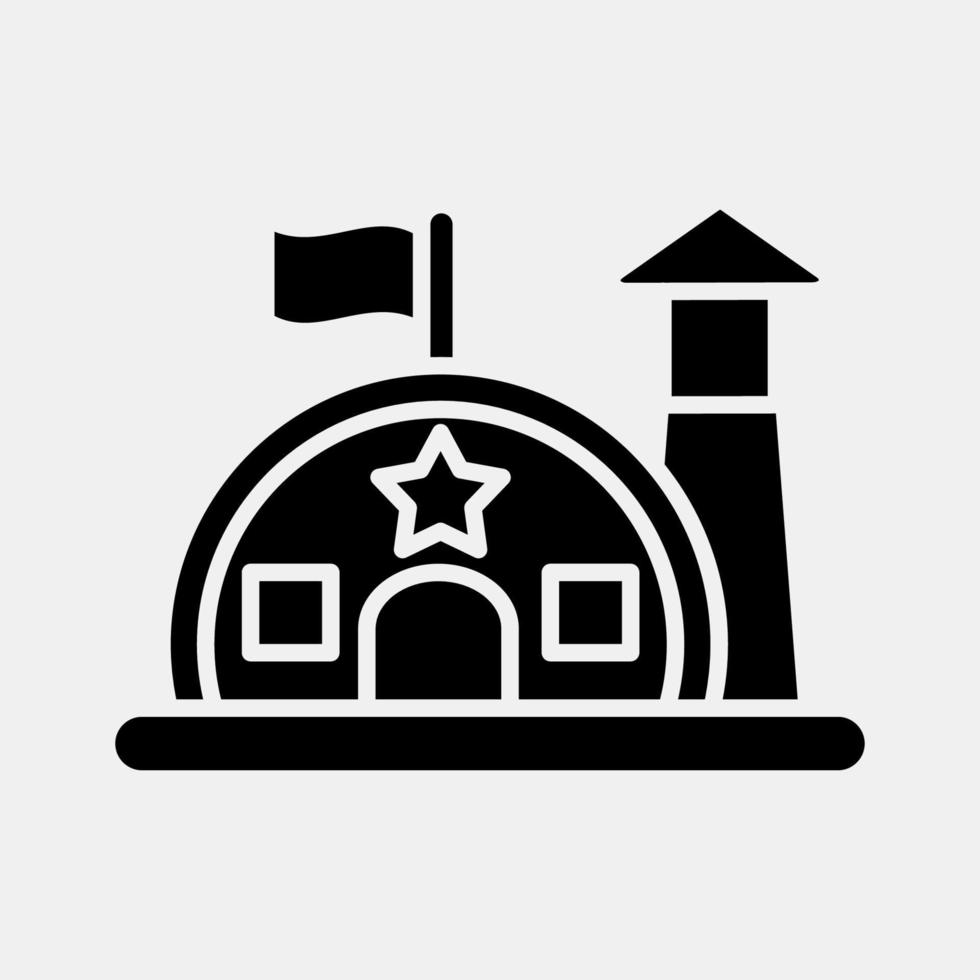 Icon military base. Building elements. Icons in glyph style. Good for prints, web, posters, logo, site plan, map, infographics, etc. vector