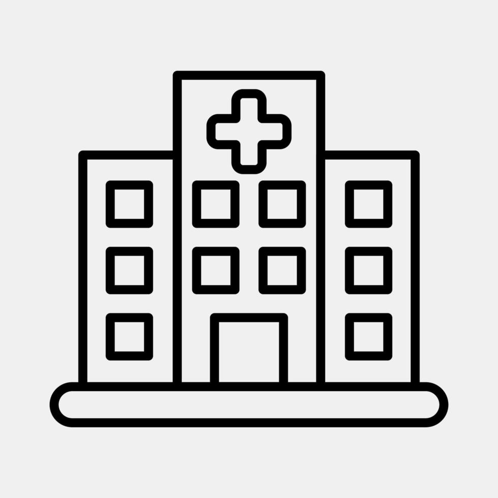 icono hospital. edificio elementos. íconos en línea estilo. bueno para huellas dactilares, web, carteles, logo, sitio plan, mapa, infografía, etc. vector