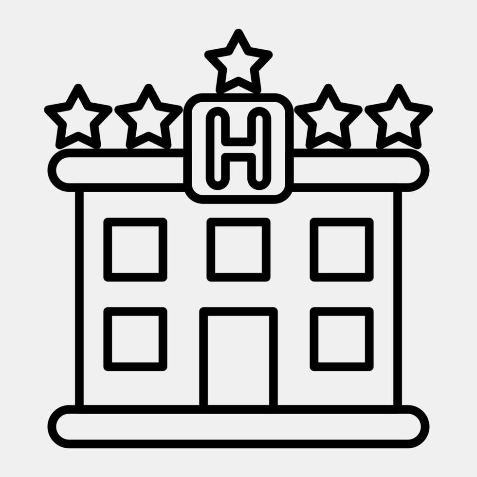 Icon hotel. Building elements. Icons in line style. Good for prints, web, posters, logo, site plan, map, infographics, etc. vector