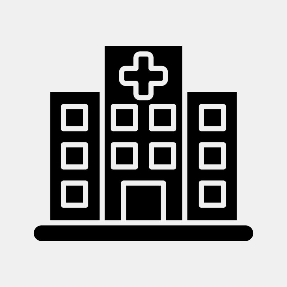 Icon hospital. Building elements. Icons in glyph style. Good for prints, web, posters, logo, site plan, map, infographics, etc. vector