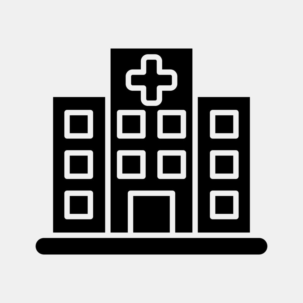 icono hospital. edificio elementos. íconos en glifo estilo. bueno para huellas dactilares, web, carteles, logo, sitio plan, mapa, infografía, etc. vector