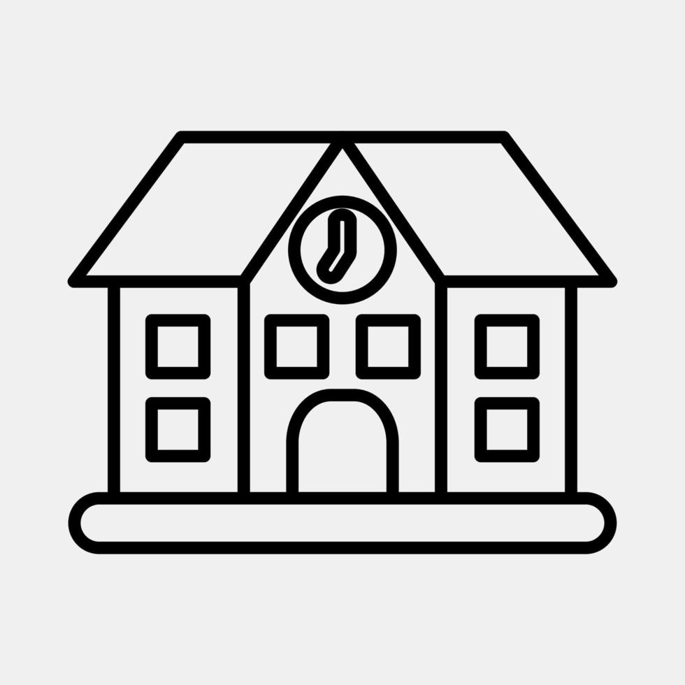 icono escuela. edificio elementos. íconos en línea estilo. bueno para huellas dactilares, web, carteles, logo, sitio plan, mapa, infografía, etc. vector