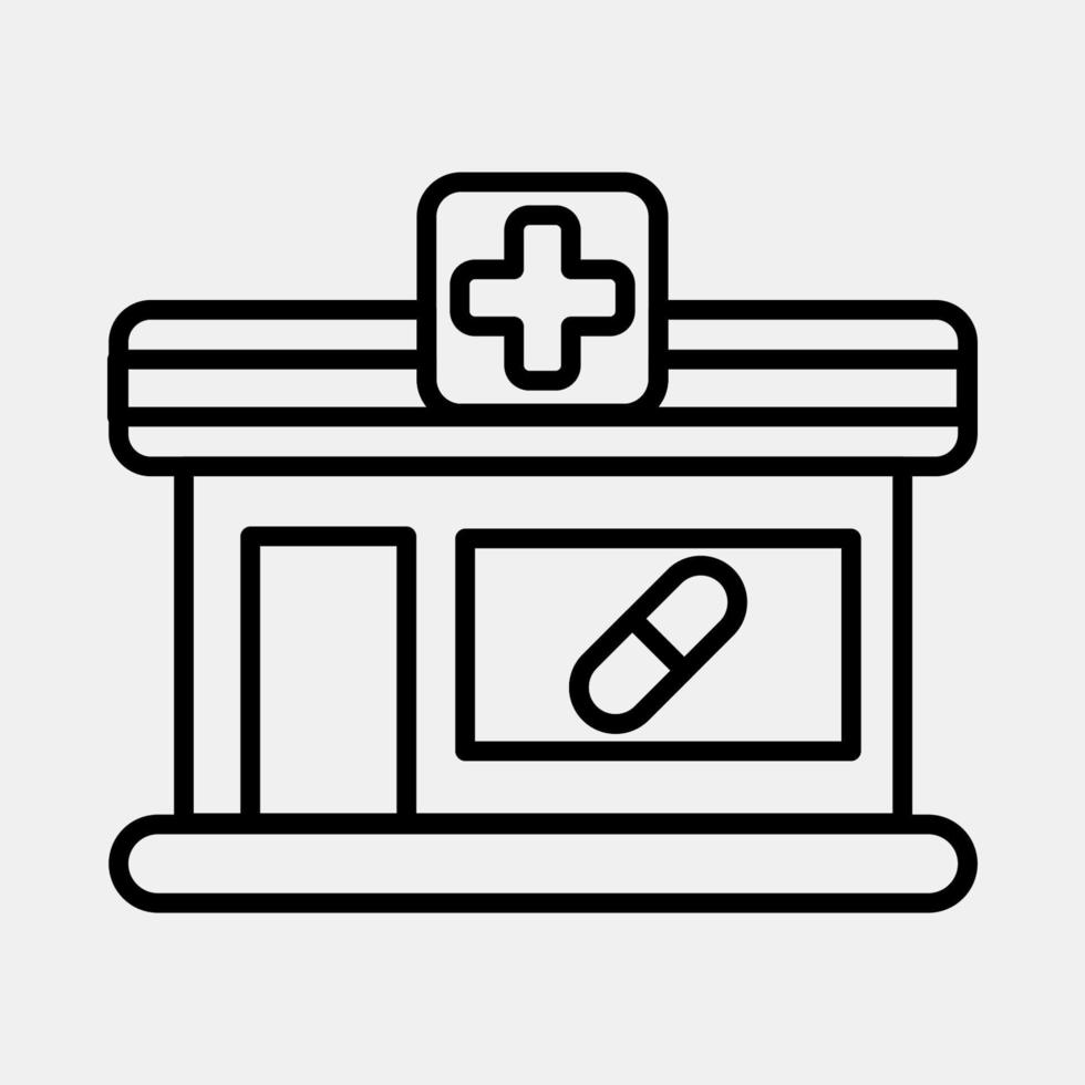 Icon pharmacy. Building elements. Icons in line style. Good for prints, web, posters, logo, site plan, map, infographics, etc. vector