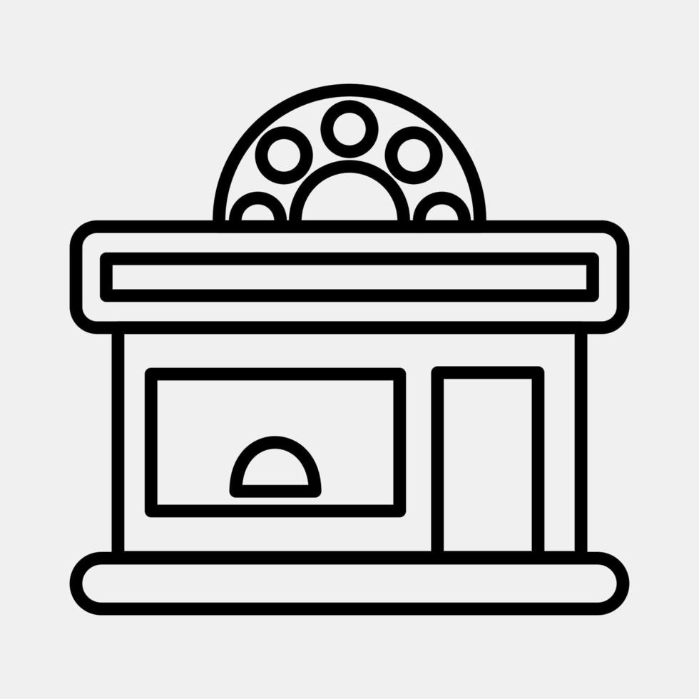 icono cine. edificio elementos. íconos en línea estilo. bueno para huellas dactilares, web, carteles, logo, sitio plan, mapa, infografía, etc. vector