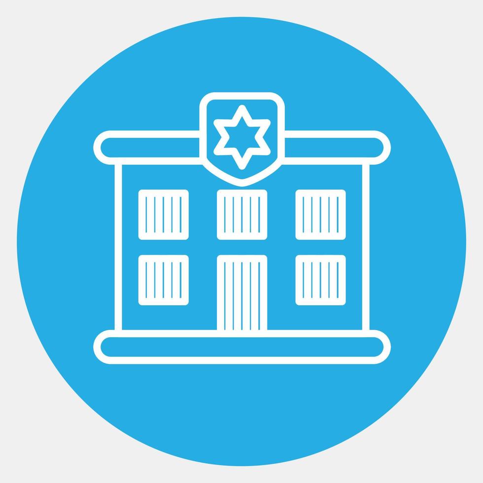 Icon prison. Building elements. Icons in blue round style. Good for prints, web, posters, logo, site plan, map, infographics, etc. vector