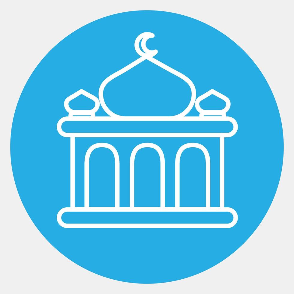 Icon mosque. Building elements. Icons in blue round style. Good for prints, web, posters, logo, site plan, map, infographics, etc. vector