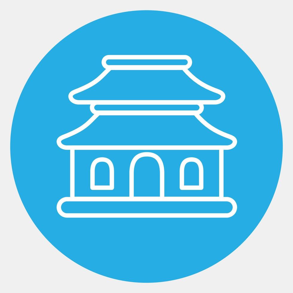 Icon pagoda. Building elements. Icons in blue round style. Good for prints, web, posters, logo, site plan, map, infographics, etc. vector