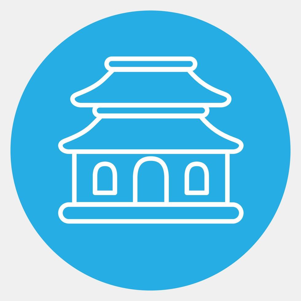 icono pagoda. edificio elementos. íconos en azul redondo estilo. bueno para huellas dactilares, web, carteles, logo, sitio plan, mapa, infografía, etc. vector