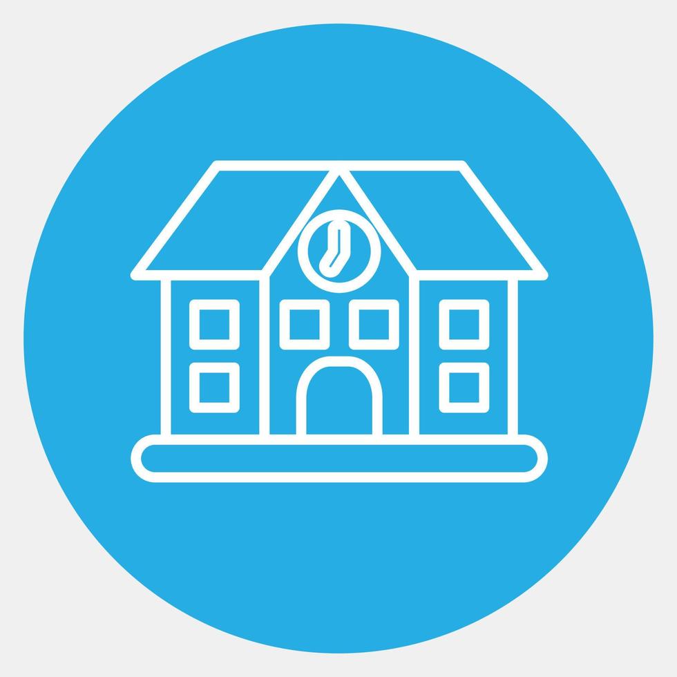 Icon school. Building elements. Icons in blue round style. Good for prints, web, posters, logo, site plan, map, infographics, etc. vector