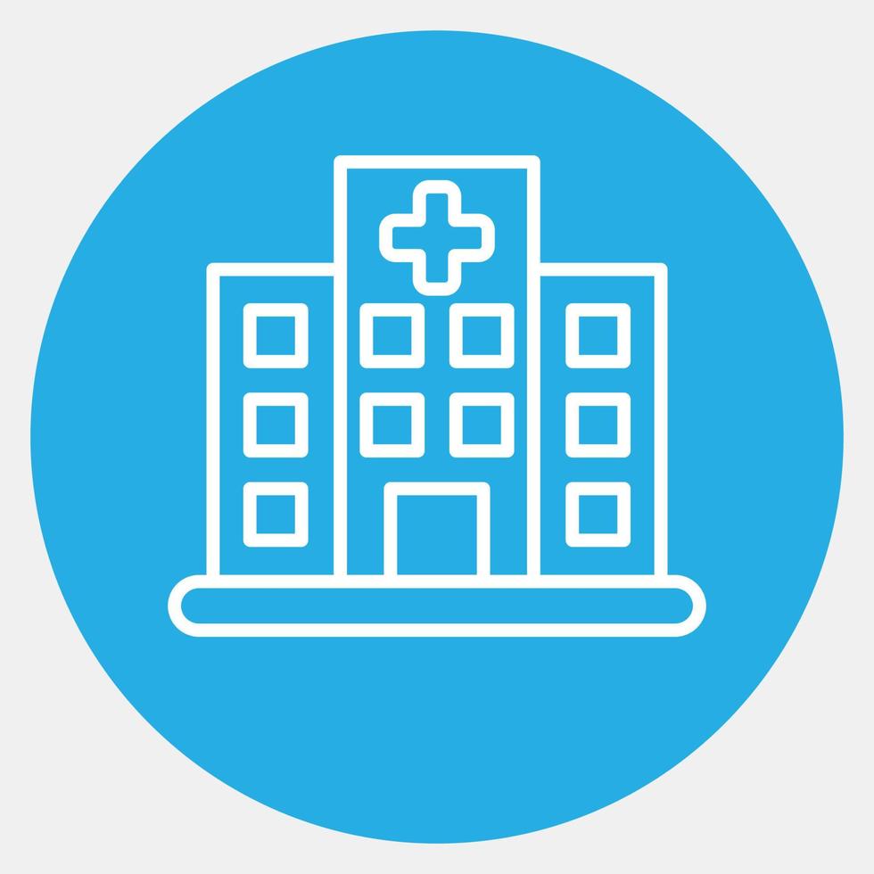 Icon hospital. Building elements. Icons in blue round style. Good for prints, web, posters, logo, site plan, map, infographics, etc. vector