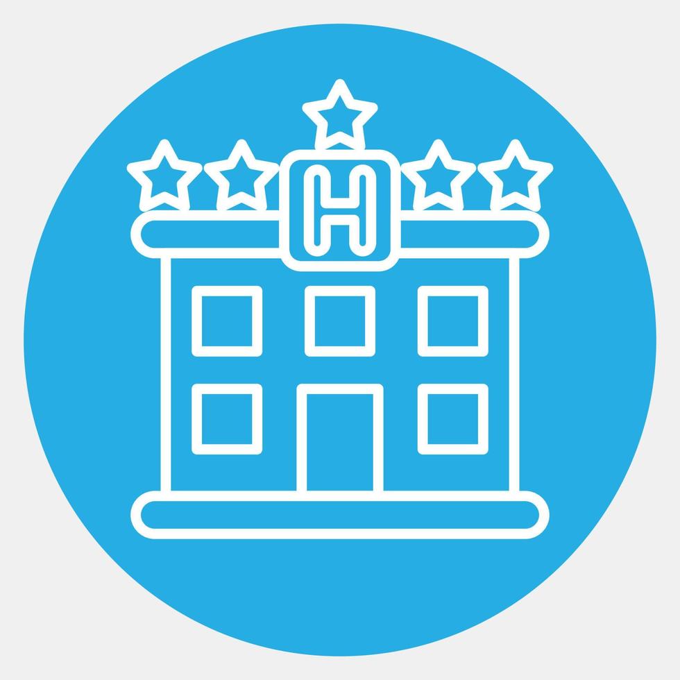 Icon hotel. Building elements. Icons in blue round style. Good for prints, web, posters, logo, site plan, map, infographics, etc. vector