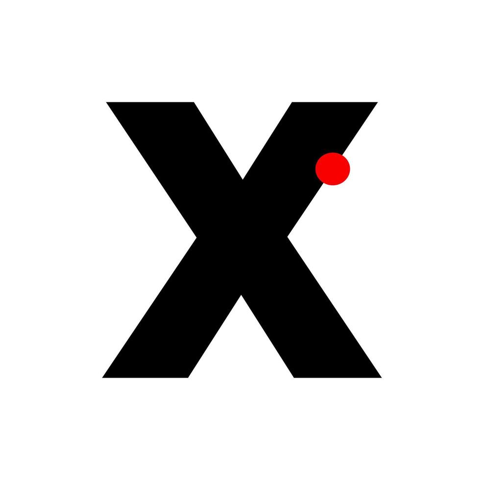 Letter X with a red dot. X company monogram. vector