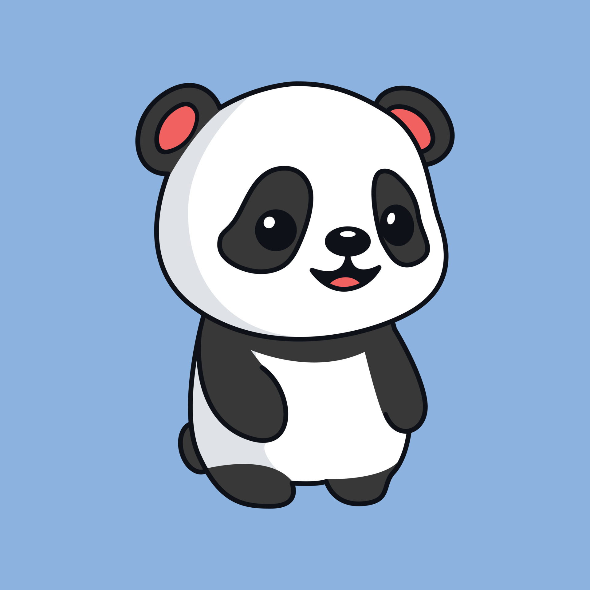 Cute kawaii baby panda sitting raising hand cartoon character vector icon  illustration. Children illustration animal nature concept. Flat Cartoon  Style 22518779 Vector Art at Vecteezy