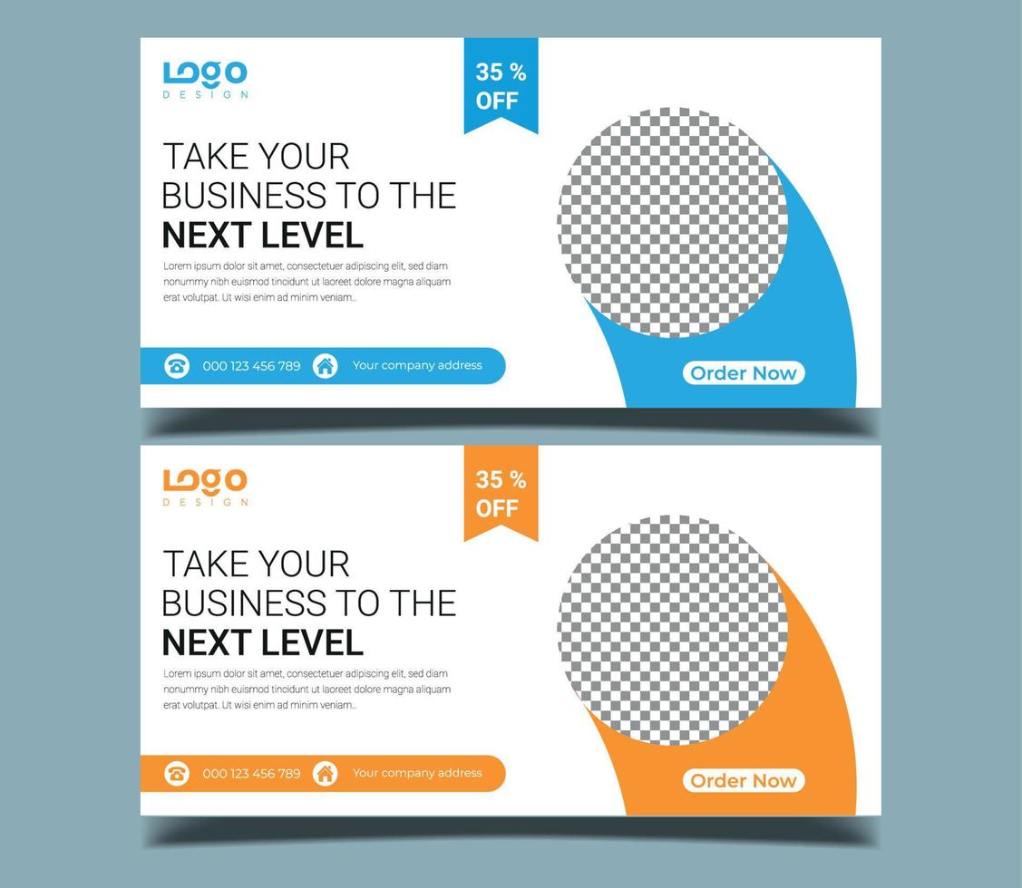 Abstract banner design web template Set, Horizontal header web banner. Modern Geometric Blue Triangle cover header background for website design, Social Media Cover ads banner, flyer, vector