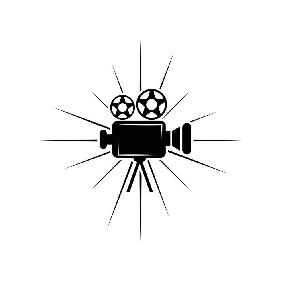 Vintage video camera logo for movie cinema production vector