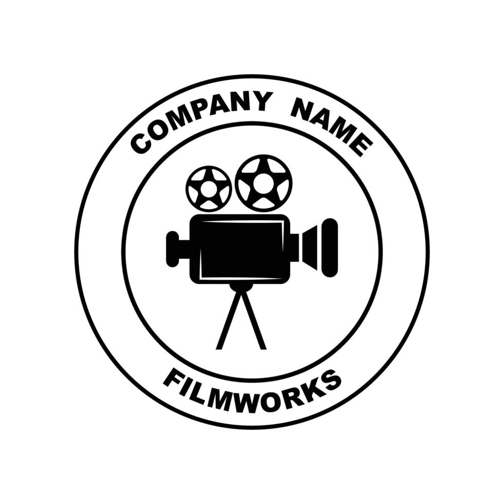 Vintage video camera logo for movie cinema production vector