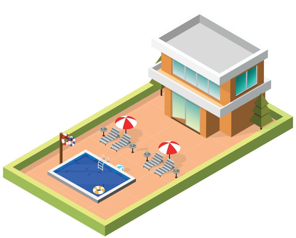 Isometric Pool in House vector