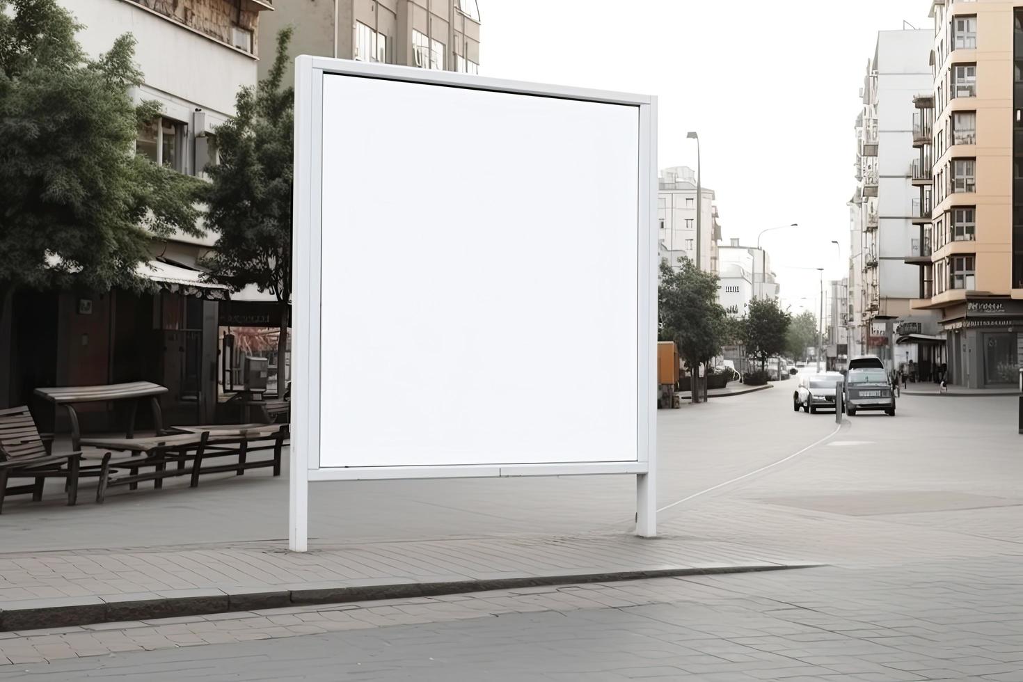 public shopping center mall or business center advertisement board space as empty blank white mockup signboard photo