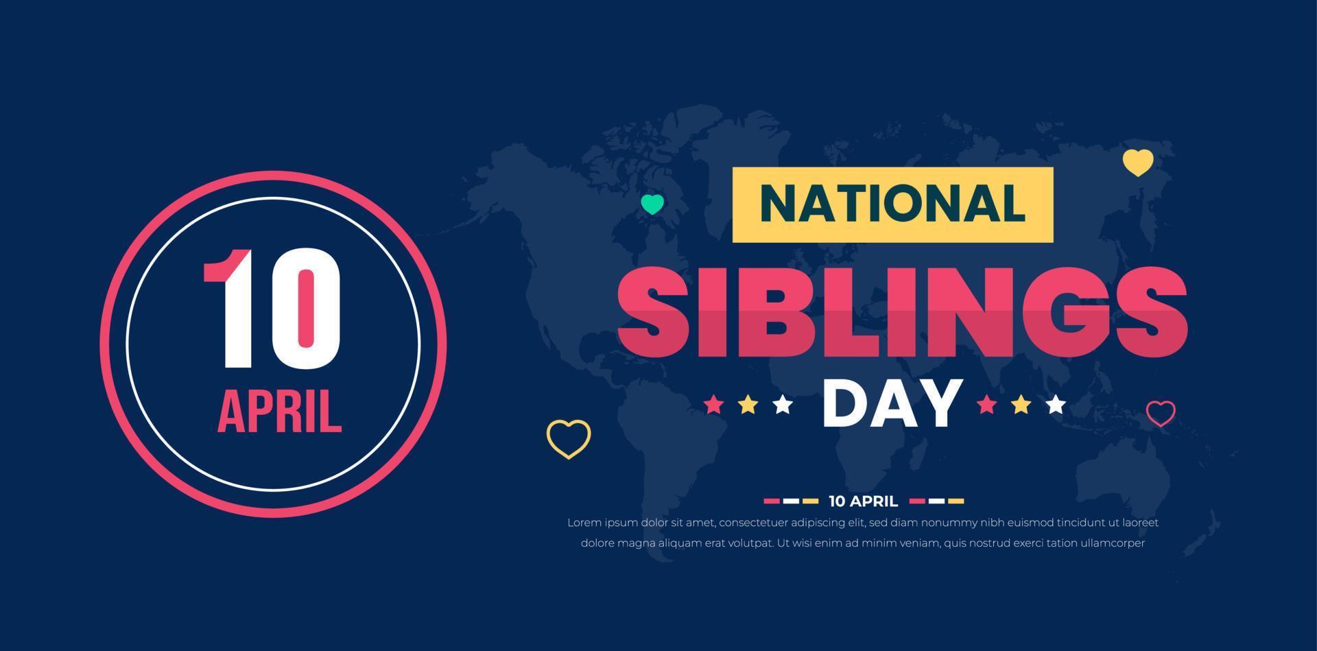 National Siblings Day background or banner design template celebrated in 10 april. vector