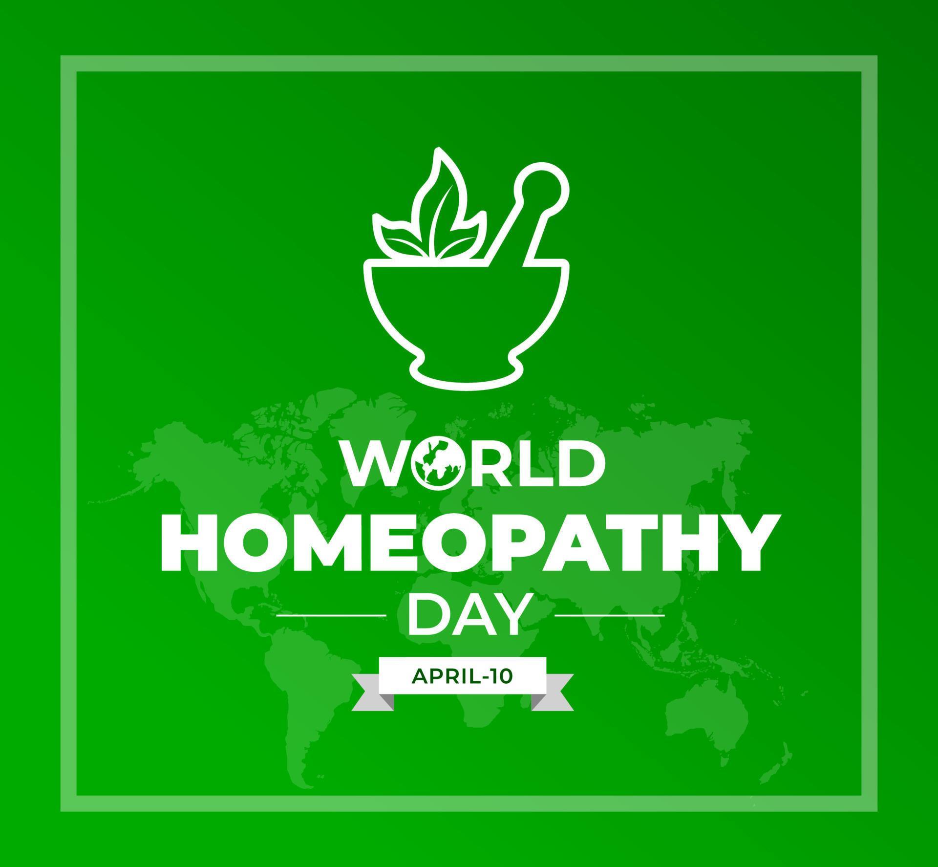 World Homoeopathy Day background or banner design template with green