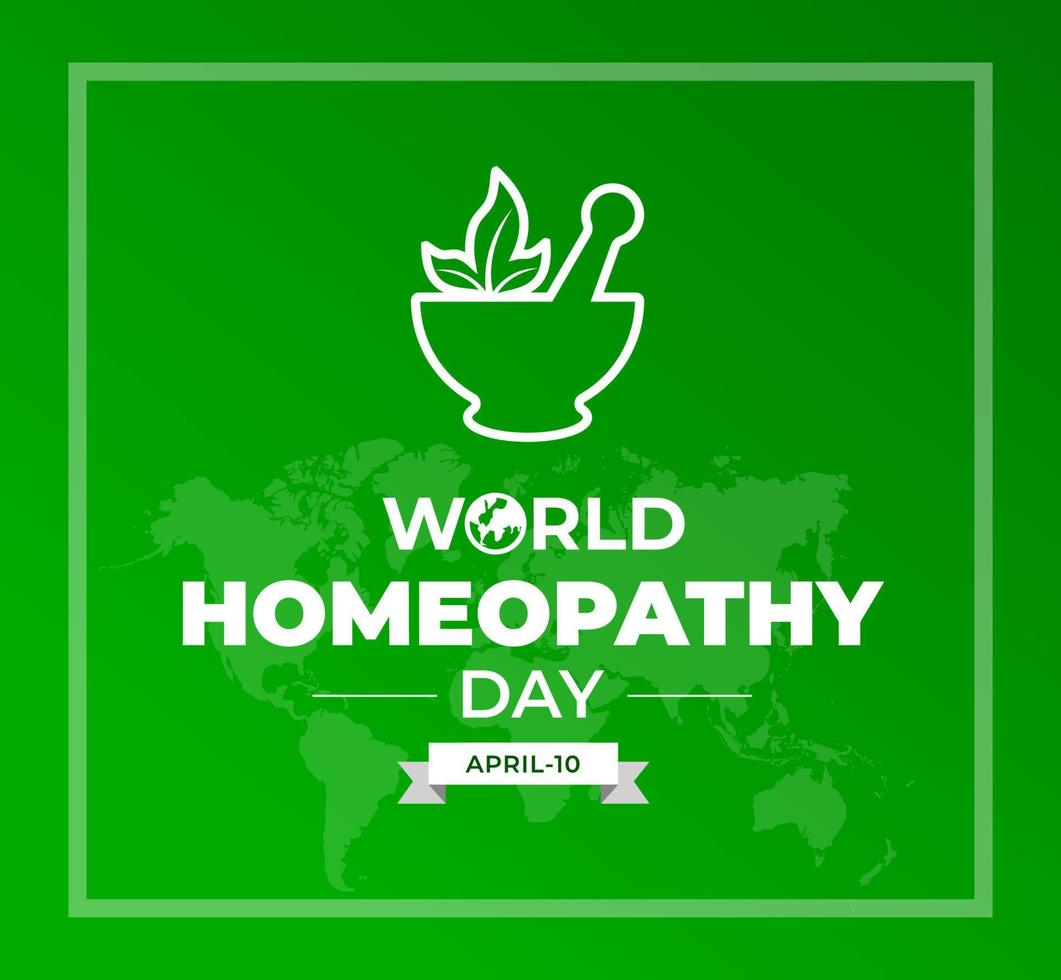 World Homoeopathy Day background or banner design template with green