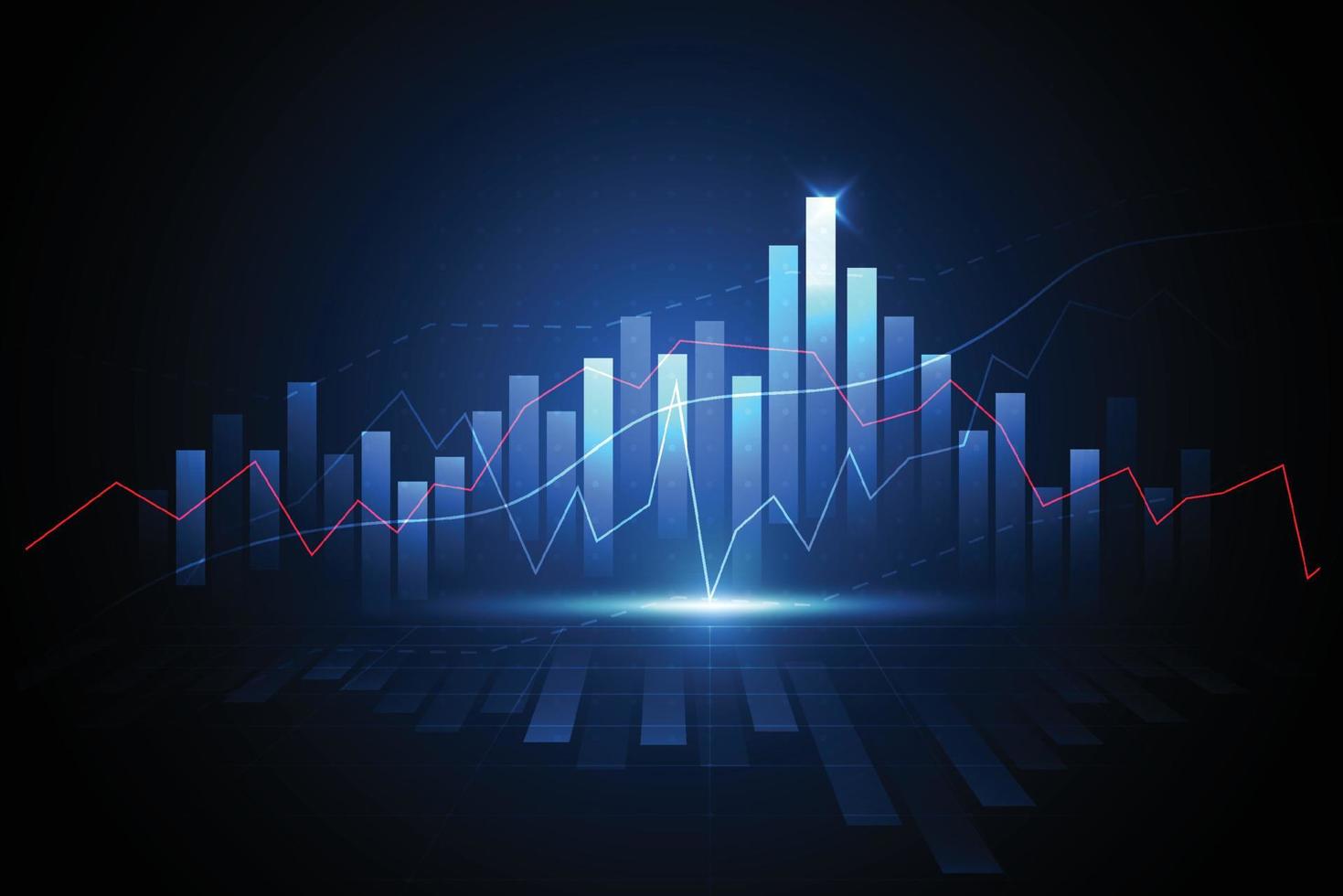 Gráfico del gráfico del palo de la vela del negocio del comercio de inversiones del mercado de valores en el diseño del fondo blanco punto alcista, tendencia del gráfico. ilustración vectorial vector