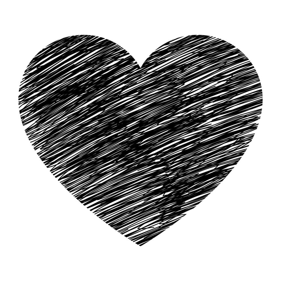 Heart Icon Vector design element. symbol of love on scribble style. isolated black on white background. vector illustration